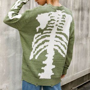 Distressed Kapital Skeleton Loose Knit Pullover